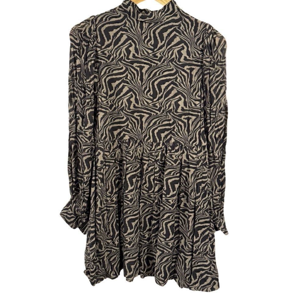 Ganni Gathered printed georgette mini dress Size EU 34 - Picture 5 of 14